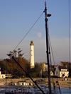 The Moon close to the Bnodet lighthouse