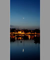 Vertical panorama with the Moon, the Pleiades and Venus