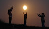 Manon, Romane and  Enzo are playing with the Moon