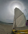 Sun halo and boat