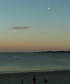 A Quarter Moon above the sea