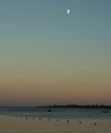 A Quarter Moon above the sea